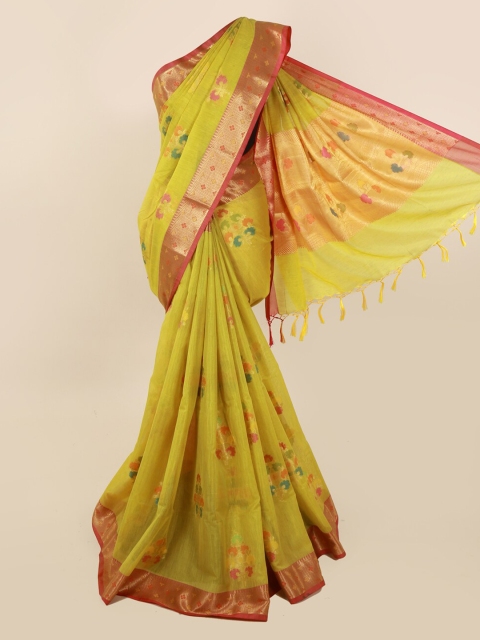 

Pothys Green Woven Design Cotton Blend Saree