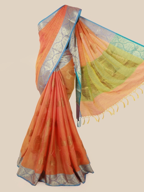 

Pothys Orange Woven Design Cotton Blend Saree