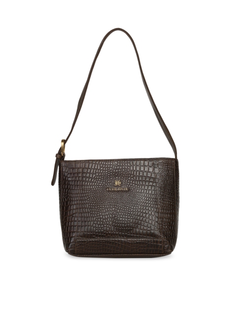 

EVER HYDE Olive Green Croc Textured Leather Sling Bag
