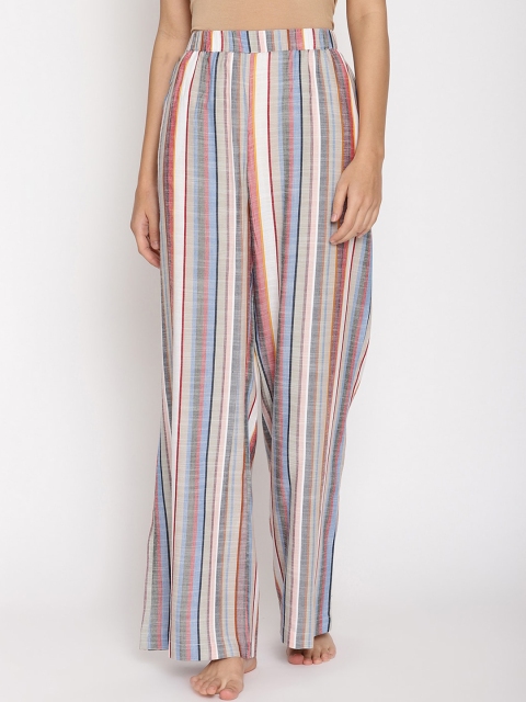 

COASTLAND Women Blue & Beige Striped Lounge Pants