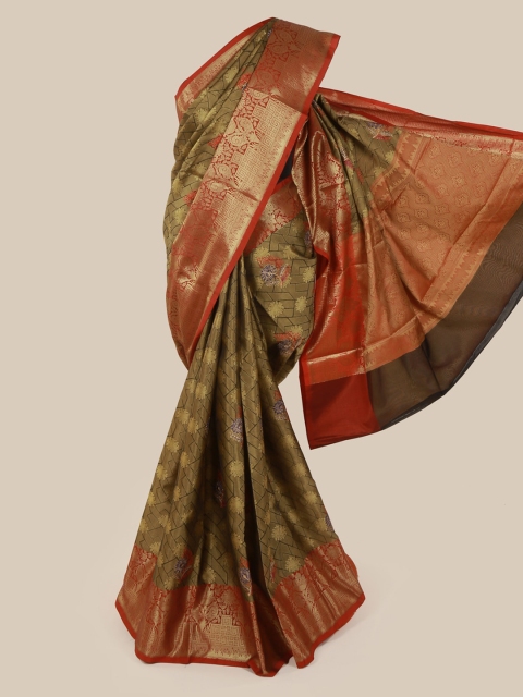 

Pothys Green & Gold-Toned Art Silk Woven Design Saree