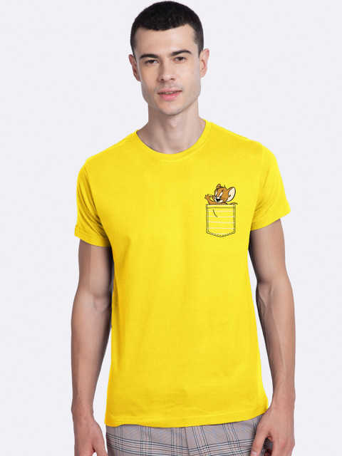 

Bewakoof Men Yellow Jerry Printed Round Neck T-shirt