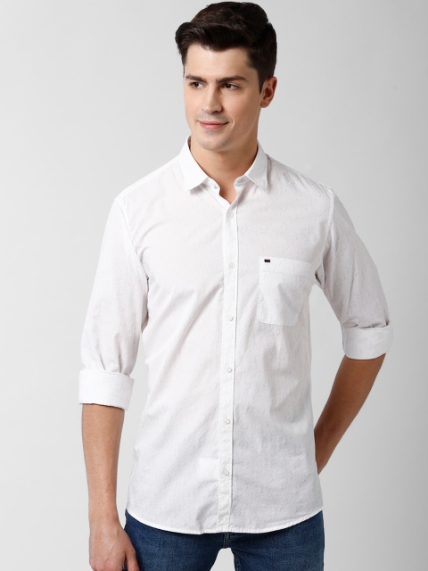 

Peter England Casuals Men White Slim Fit Printed Cotton Casual Shirt
