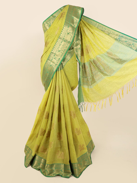 

Pothys Green Woven Design Cotton Blend Saree