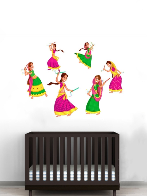 

rawpockets Pink & Green Girls Playing Dandiya Wall Stickers