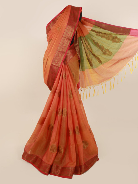 

Pothys Orange Woven Design Cotton Blend Saree