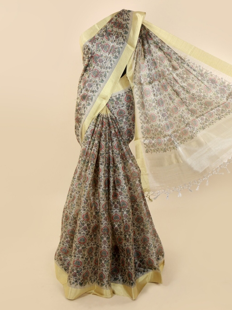 

Pothys Cream-Coloured Printed Tissue Saree