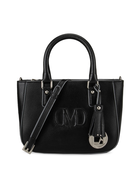 

Da Milano Black Textured Handheld Leather Bag
