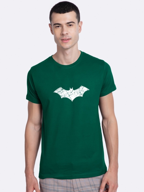 

Bewakoof Men Green Batman Glow In Dark Printed Round Neck Cotton T-shirt
