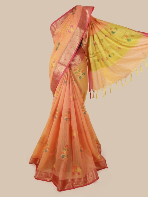 

Pothys Peach-Coloured Woven Design Cotton Blend Saree