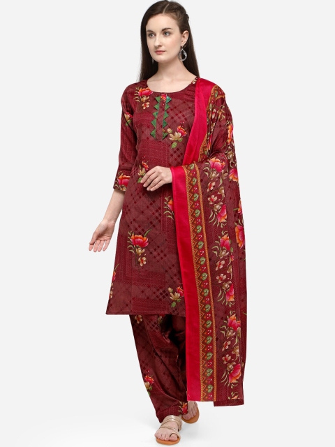 

VENISA Women Red Printed Kurta with Salwar & Dupatta