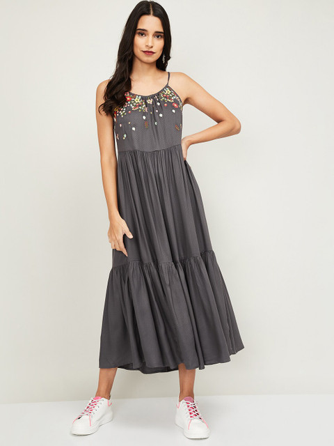 

Colour Me by Melange Women Grey Solid Fit and Flare Dress