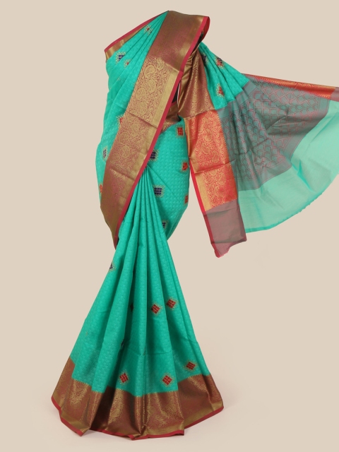 

Pothys Green & Gold-Toned Art Silk Woven Design Saree