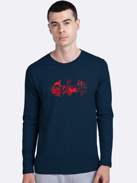 

Bewakoof Men Navy Blue Batman Printed Round Neck Cotton T-shirt