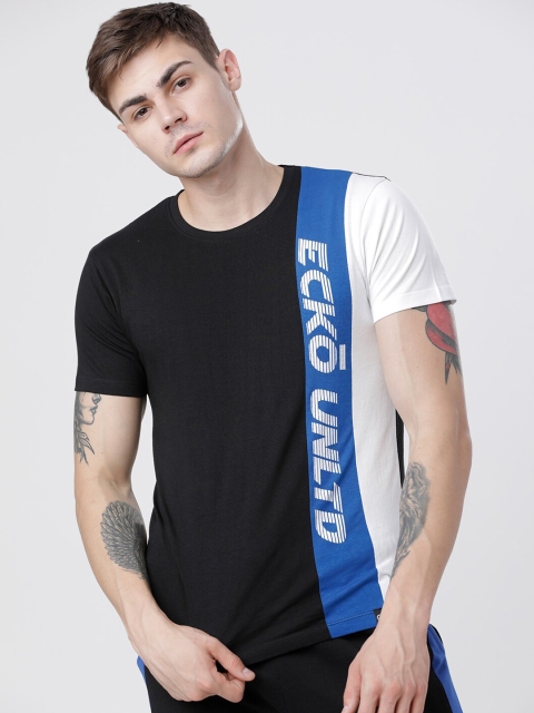 

Ecko Unltd Men Black & White Printed Round Neck T-shirt
