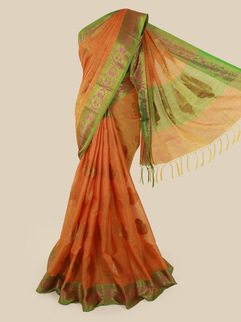 

Pothys Orange Woven Design Cotton Blend Saree