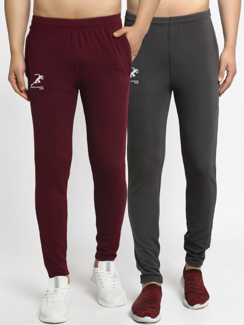 

GRACIT Men Pack Of 2 Solid Slim-Fit Track Pants, Maroon