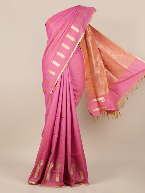 

Pothys Pink Solid Art Silk Saree