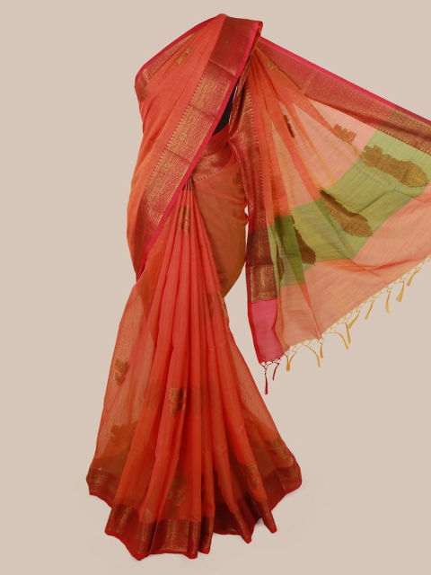 

Pothys Orange Woven Design Cotton Blend Saree