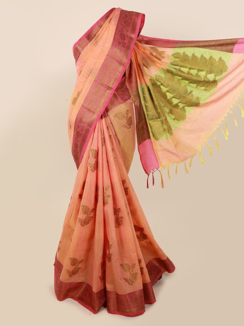 

Pothys Peach-Coloured Woven Design Cotton Blend Saree