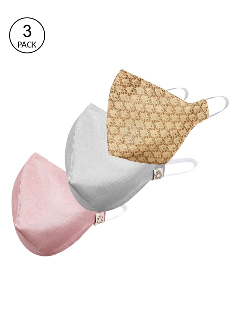 

VASTRAMAY Unisex Pack Of 3 Multicoloured 3-Ply Reusable Cloth Masks, Pink