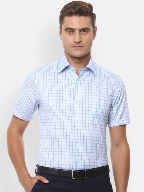 

Louis Philippe Men Blue Regular Fit Checked Casual Shirt