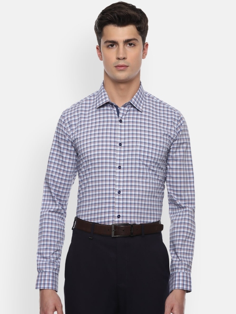 

Van Heusen Men White & Blue Slim Fit Checked Formal Shirt