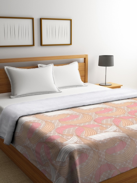 

NEUDIS Beige & Pink Floral Mild Winter 450 GSM Double Bed Comforter