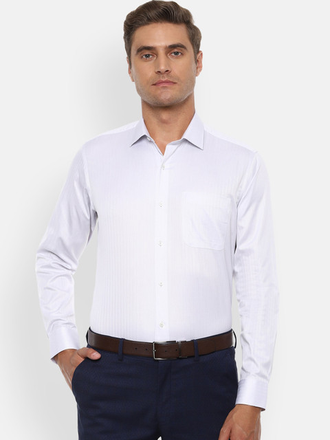 

Van Heusen Men Lavender & White Regular Fit Printed Pure Cotton Formal Shirt