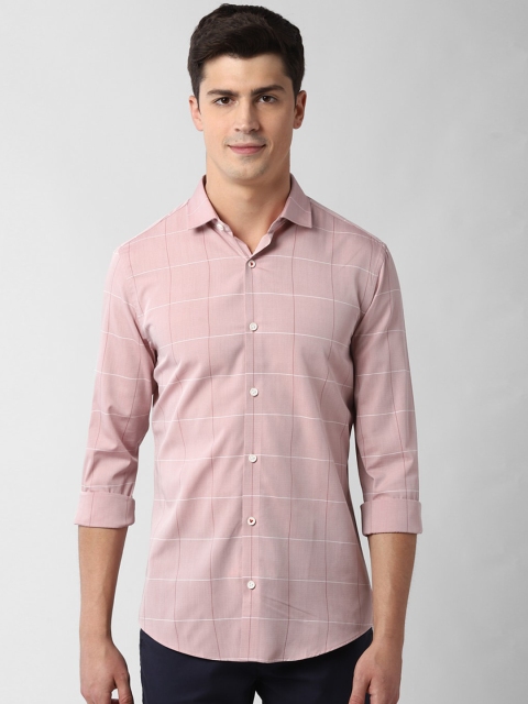 

Peter England Men Pink & White Slim Fit Checked Casual Shirt