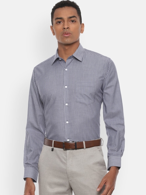 

Van Heusen Men Navy Blue & White Regular Fit Striped Formal Shirt