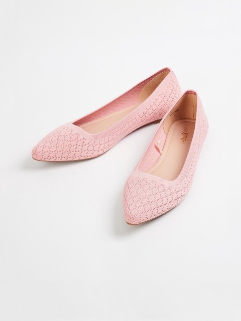 

Ginger by Lifestyle Women Pink Textured Fabric Ballerinas