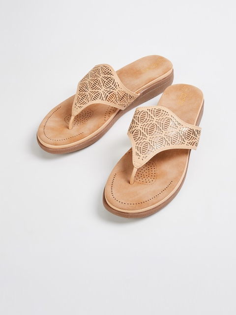 CODE by Lifestyle Women Peach-Coloured Textured Open Toe Flats