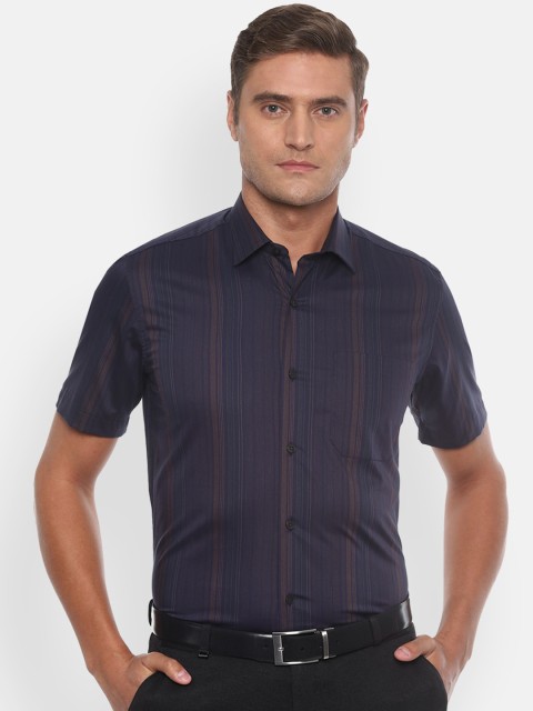 

Louis Philippe Men Navy Blue Slim Fit Checked Casual Shirt