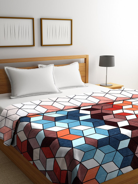 

NEUDIS Multicoloured Geometric AC Room 233 GSM Double Bed Blanket, Multi