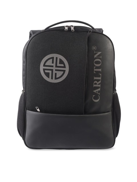 

Carlton London Unisex Black & Grey Typography Backpack