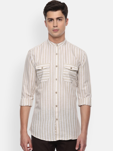 

Van Heusen Sport Men Beige Slim Fit Striped Casual Shirt