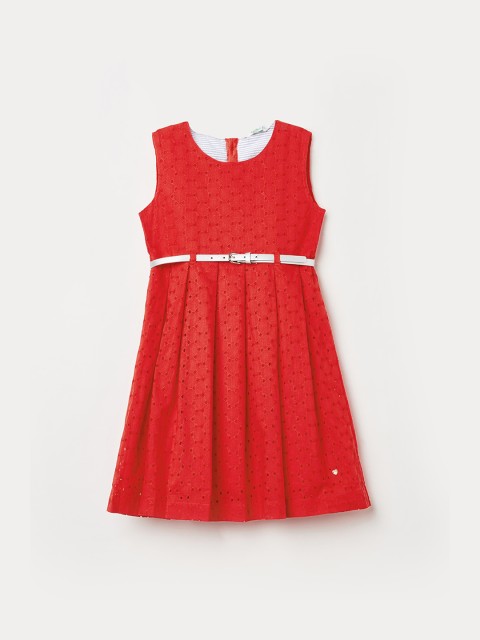 

Bossini Girls Red Self Design Fit and Flare Dress