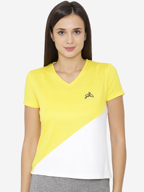

Yaadleen White & Yellow Colourblocked Crepe Regular Top