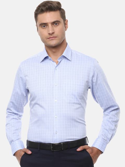 

Louis Philippe Men Blue Slim Fit Checked Formal Shirt