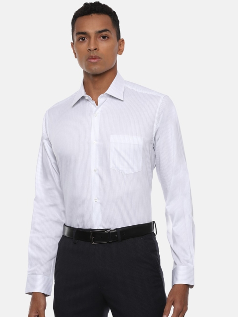

Van Heusen Men White & Blue Regular Fit Striped Pure Cotton Formal Shirt