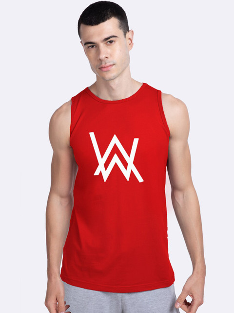 

Bewakoof Men Red & White A.W. Music Glow In Dark Printed Innerwear Vest