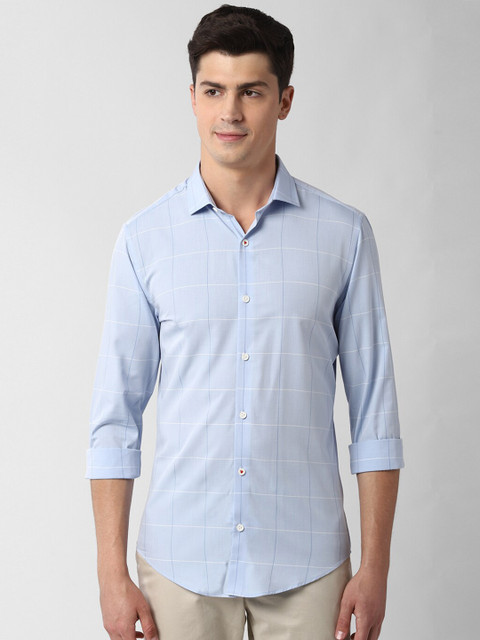 

Peter England Men Blue Slim Fit Checked Casual Shirt