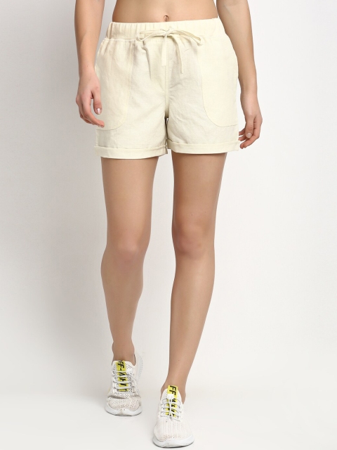 

Rute Women Beige Solid Slim Fit Regular Shorts