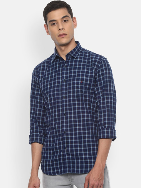 

Louis Philippe Sport Men Blue Slim Fit Checked Casual Shirt