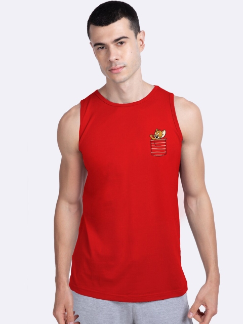 

Bewakoof Men Red Jerry Solid Innerwear Vest
