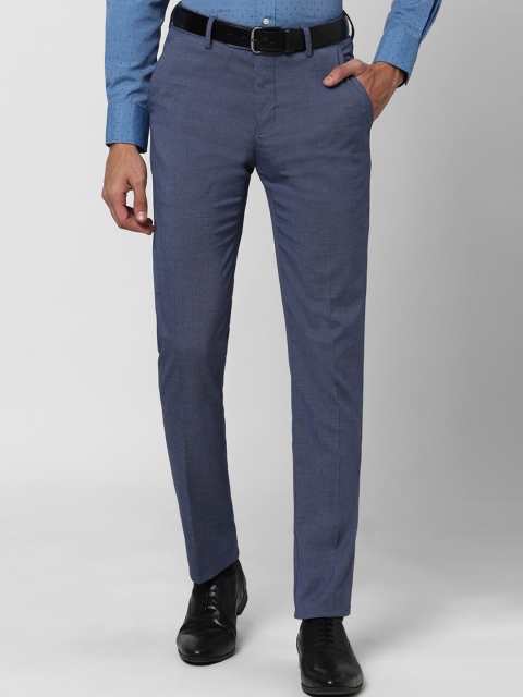 

Peter England Men Blue Slim Fit Self Design Formal Trousers