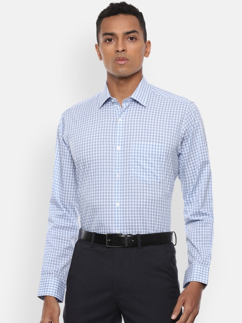 

Van Heusen Men Blue Regular Fit Checked Casual Shirt