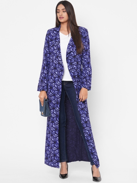 

Vedic Women Blue Printed Tailored Jacket