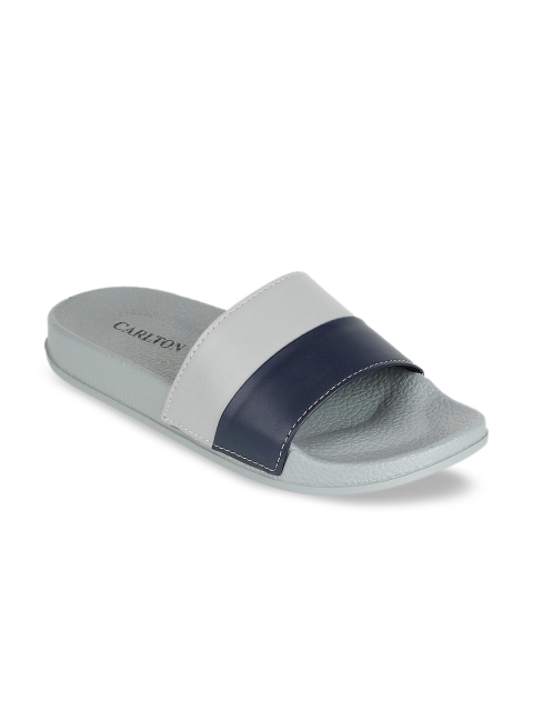 

Carlton London sports Women Grey & Navy Blue Colourblocked Sliders